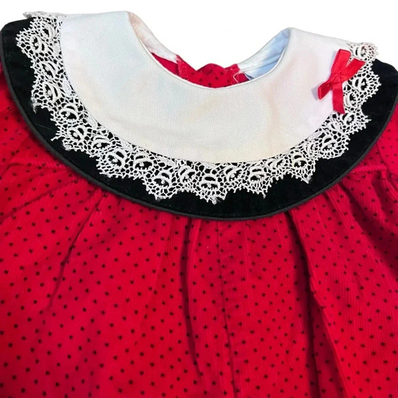 Vintage Alexis Polka Dot One Piece Collared Christmas Outfit Six Months - Picture 6 of 6